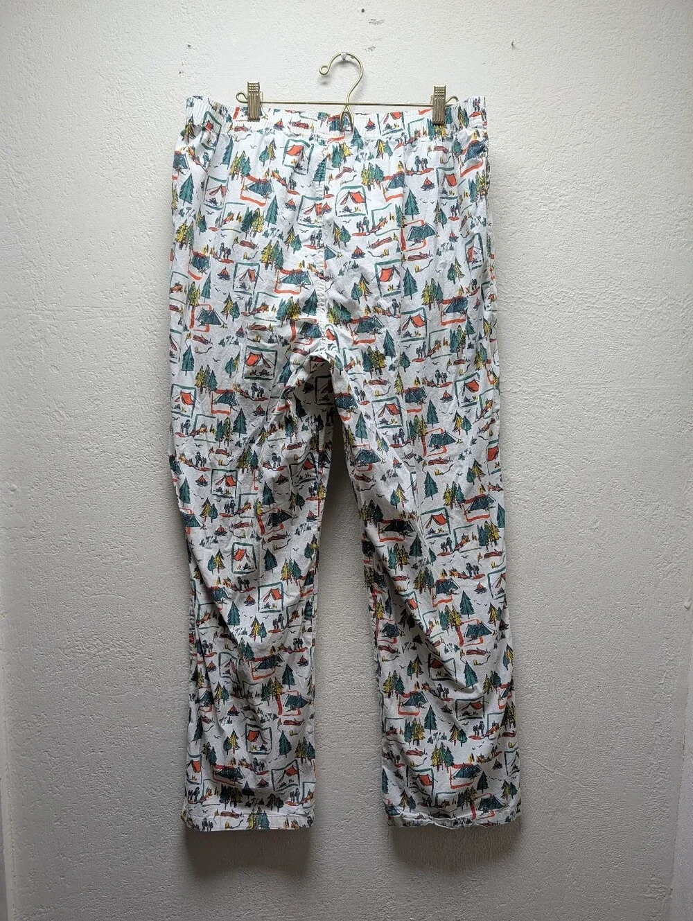 L.L. Bean Flannel Pajama Pants L Camping Tent Tree Novelty PJ Lounge Sleep Wear